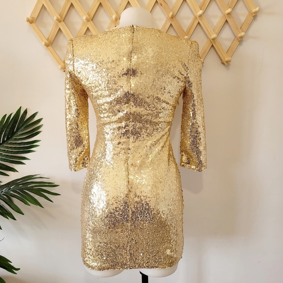 BOOHOO BOUTIQUE Gold Sequin Bodycon Dress (s6) Eliza BNWT - Picture 7 of 15
